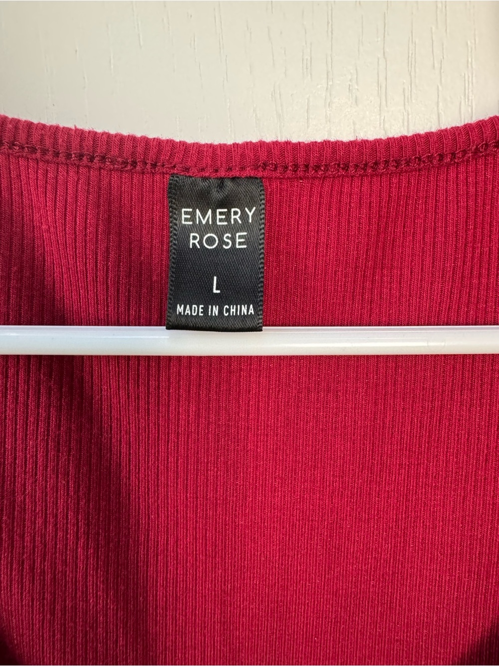 Emery Rose Raspberry Ribbed Henley Tank - Picture 2 of 5